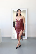Load image into Gallery viewer, Burgundy Vegan Leather Midi
