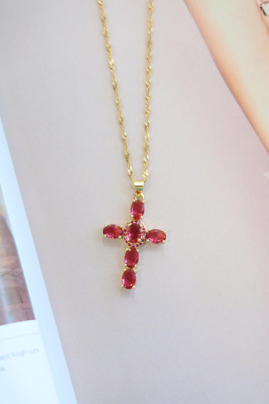 Adorn Cross Necklace // Red💧