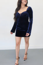 Load image into Gallery viewer, Velvet Dreams Dress // Navy
