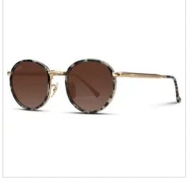 Olivia Round Sunglasses // Beige Tortoise / Brown Lens