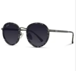 Olivia Round Sunglasses // White Tortoise / Black Lens